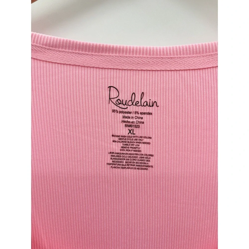 Roudelain Womens XL Short Sleeve Ribbed Henley Sleep Shirt in Orchid Pink 2081